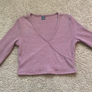 Shein cropped cross over long sleeve top